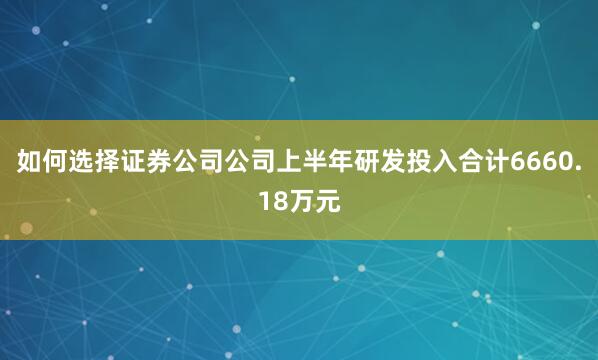如何选择证券公司公司上半年研发投入合计6660.18万元
